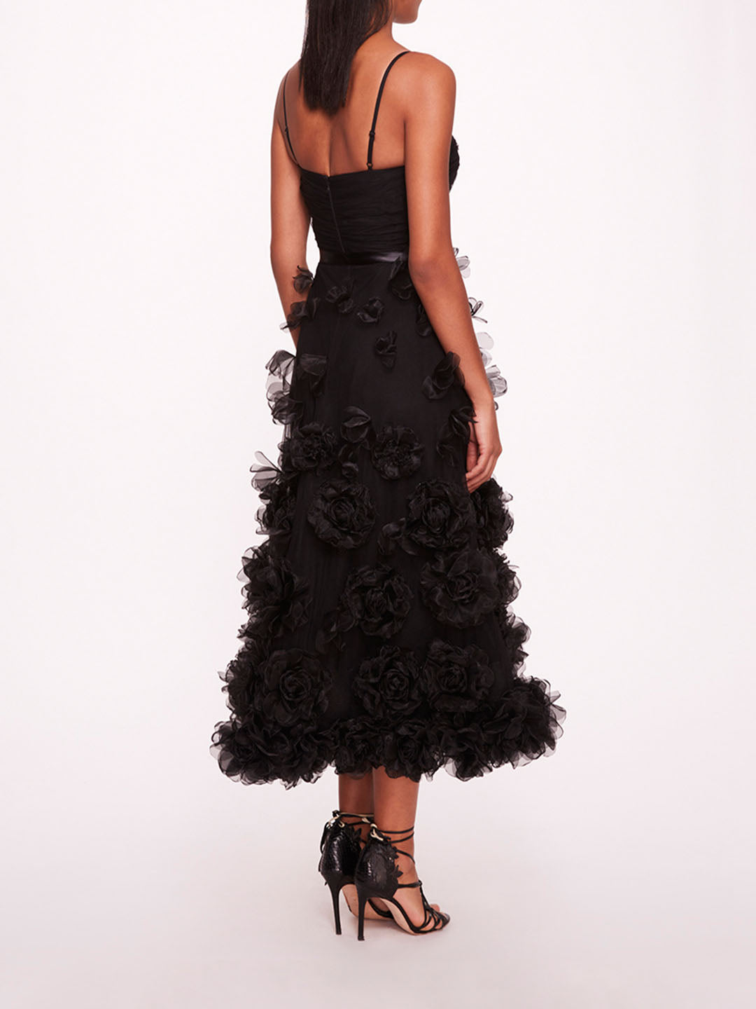 Tulle Rosette Midi Dress | Marchesa