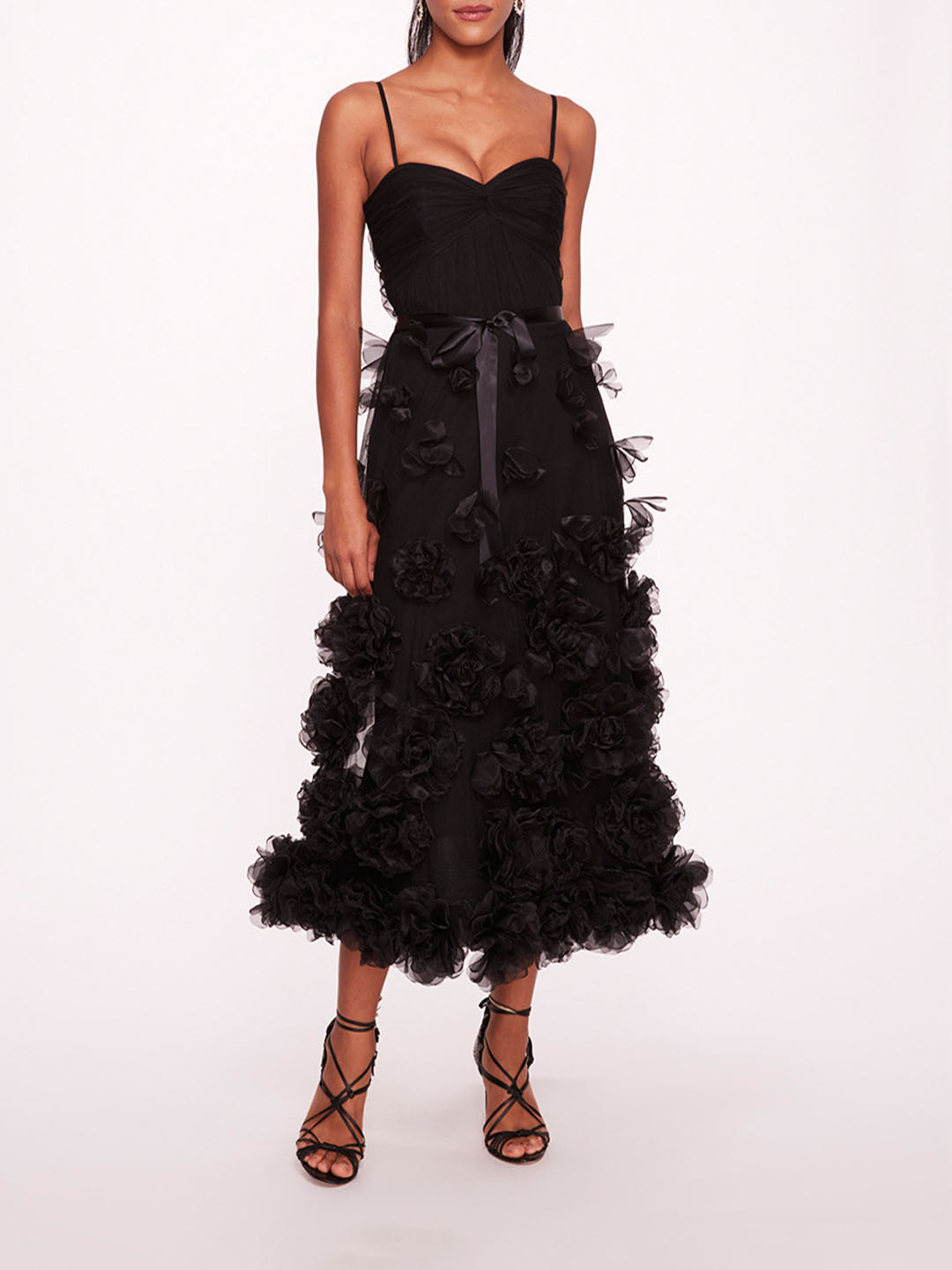 Tulle Rosette Midi Dress | Marchesa