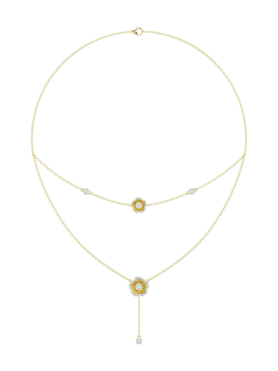 Halo Flower Yellow Gold Necklace | Marchesa