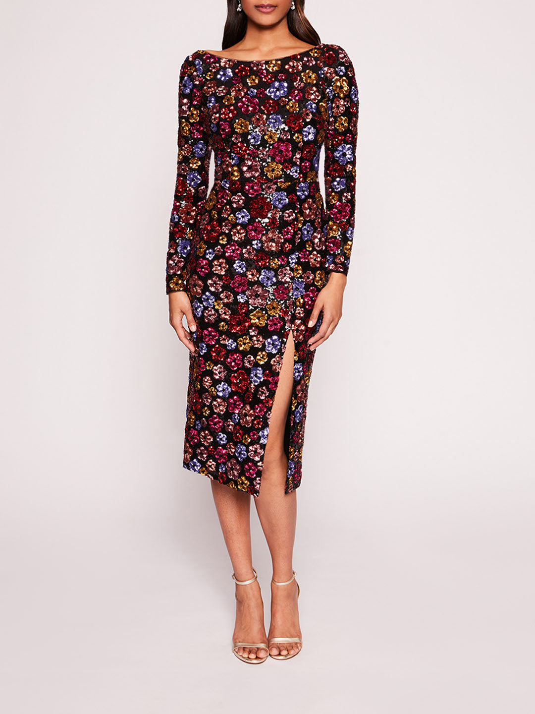 Sequin Bouquets Midi Dress | Marchesa