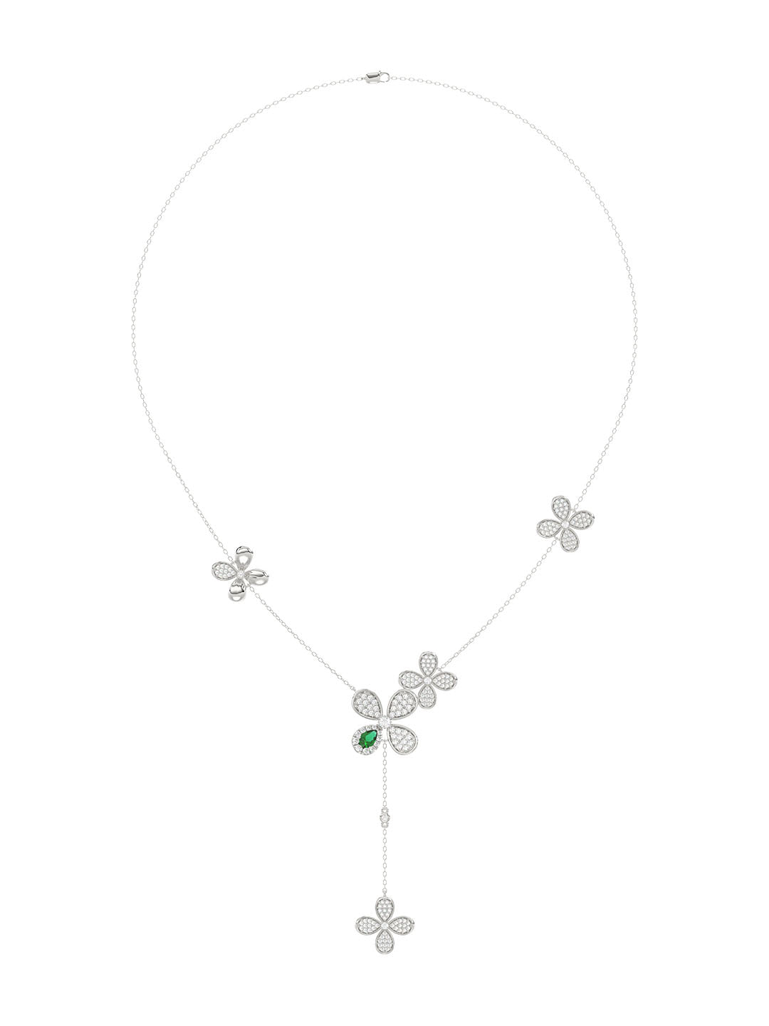 Floral White Gold Y Necklace | Marchesa