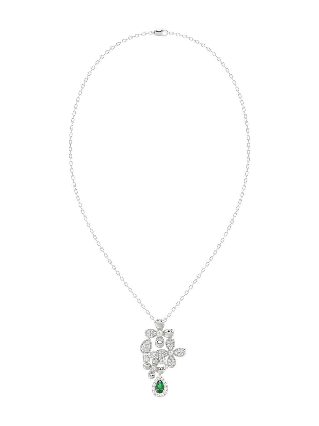 Floral White Gold Pendant Necklace | Marchesa