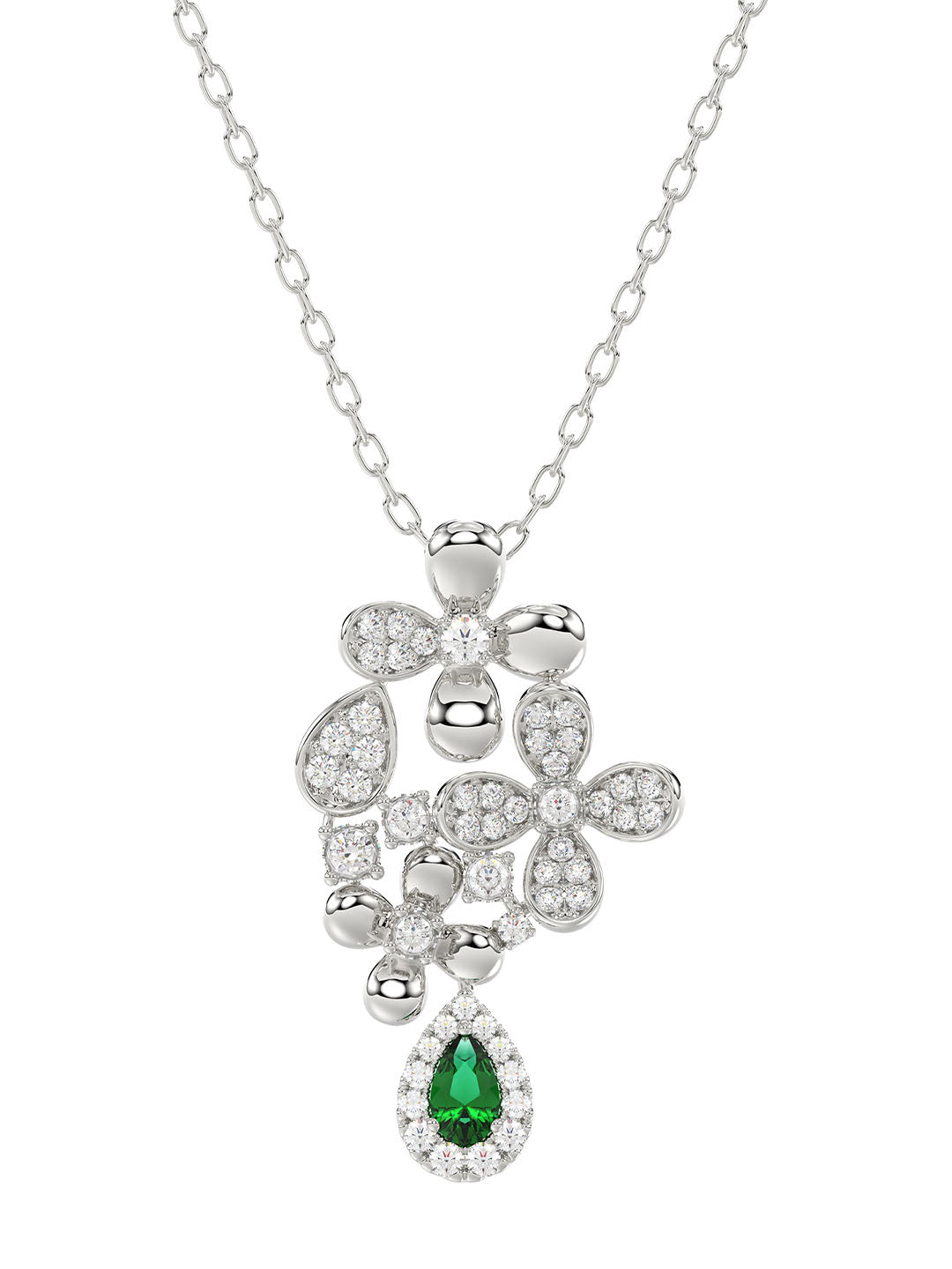 Floral White Gold Pendant Necklace | Marchesa