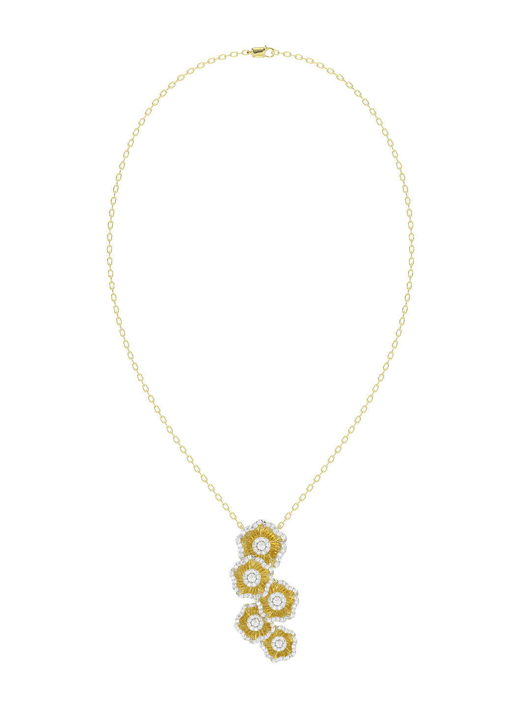 Halo Flower Yellow Gold Necklace | Marchesa