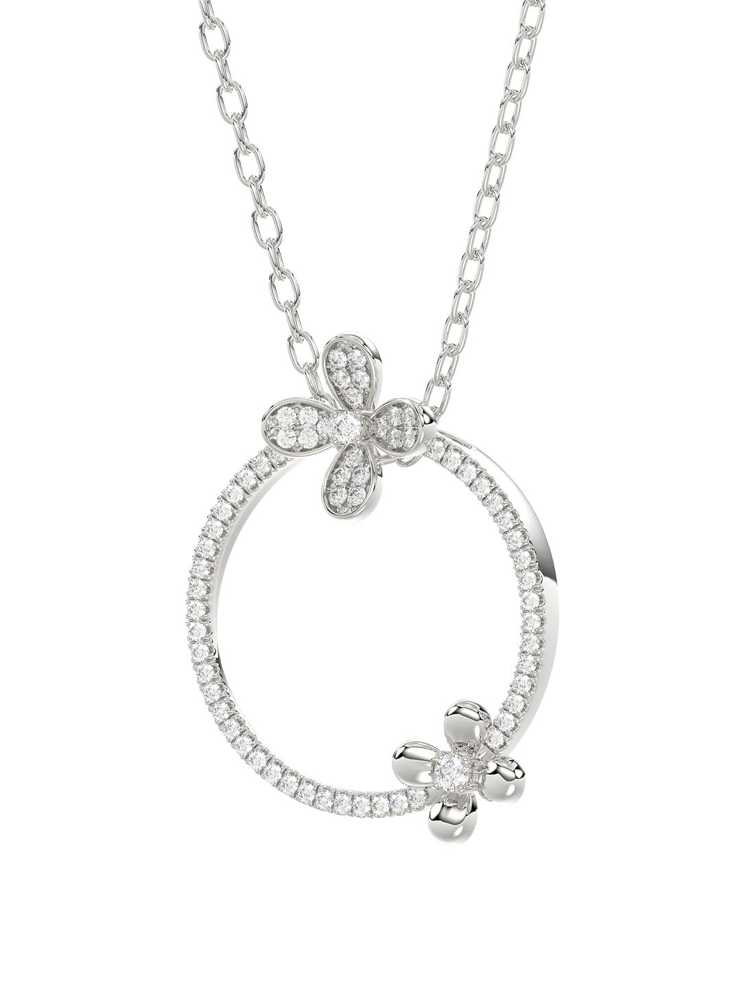 Floral White Gold Pendant Necklace | Marchesa