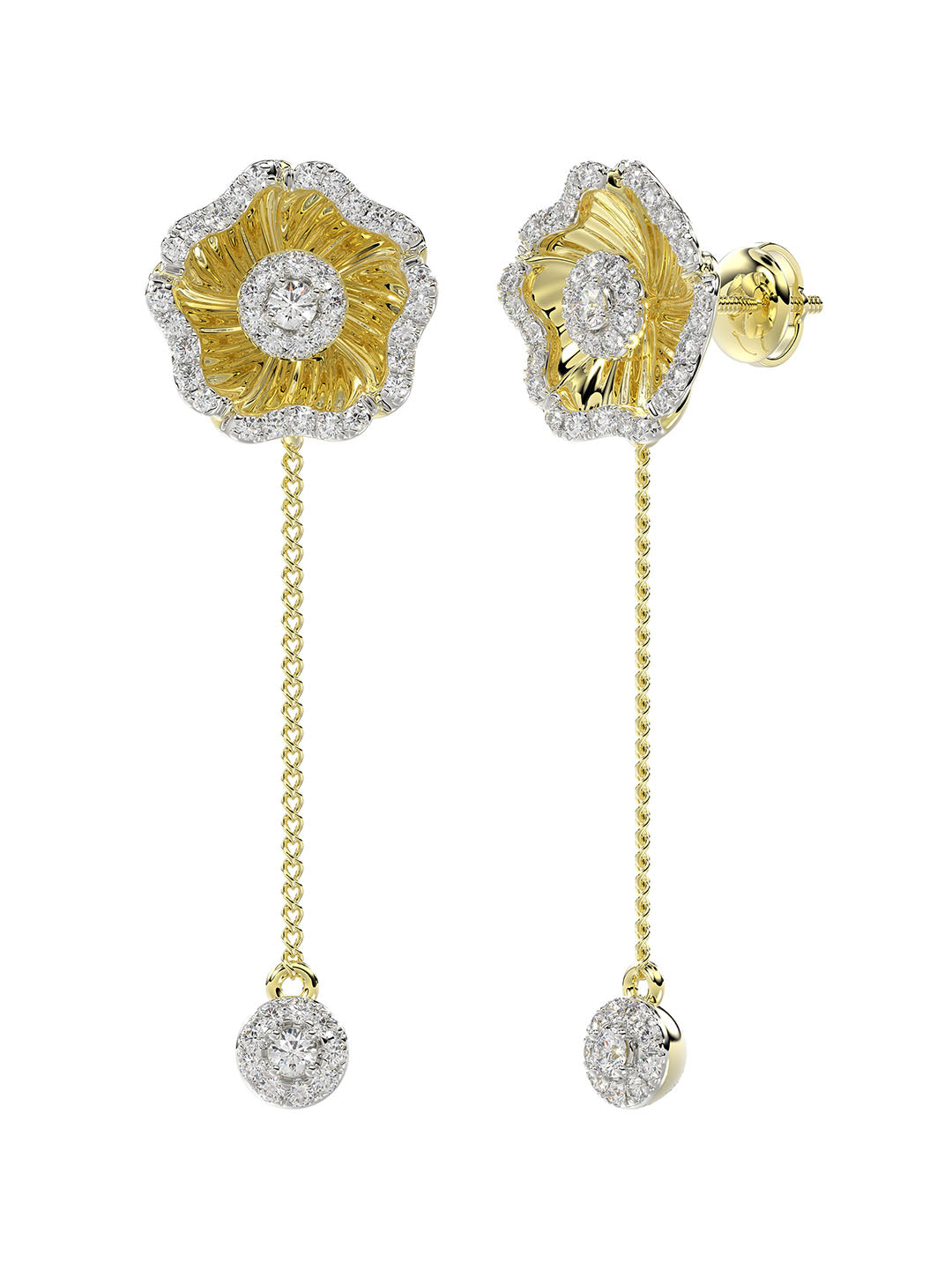 Halo Flower Rose Gold Drop Earrings | Marchesa