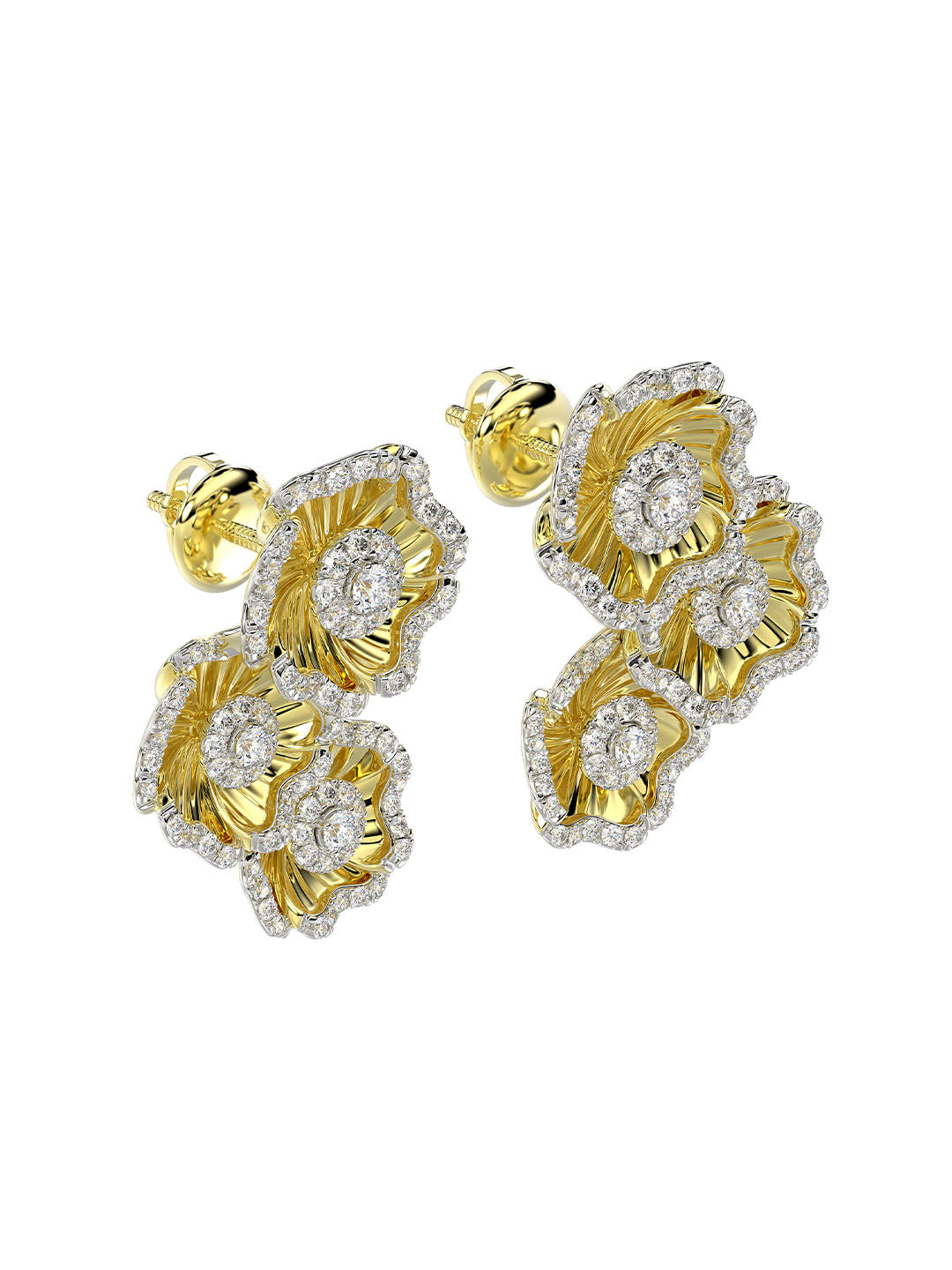 Halo Flower Yellow Gold Earrings | Marchesa