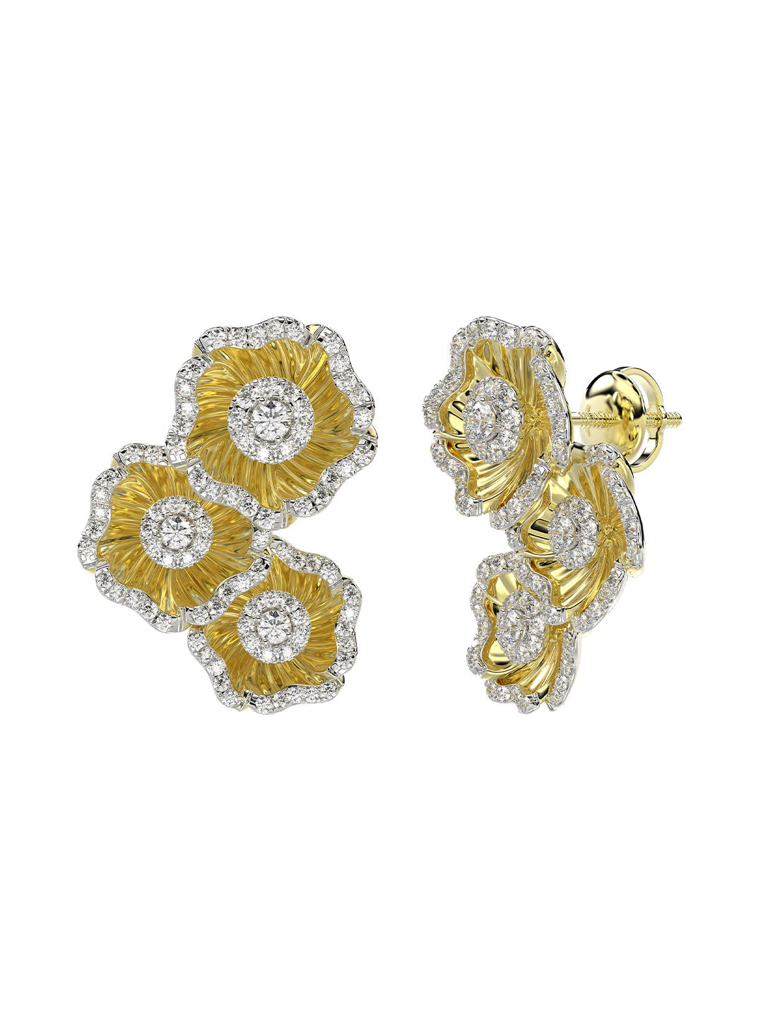 Halo Flower Yellow Gold Earrings | Marchesa