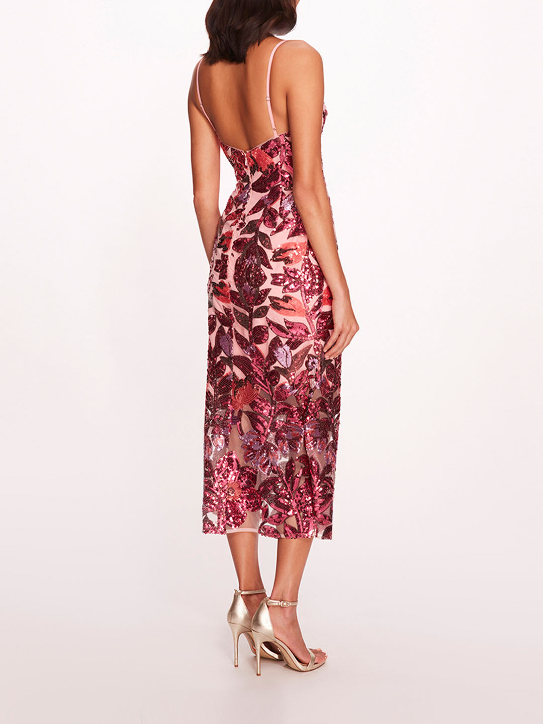 Botanical Sequin Midi Dress | Marchesa