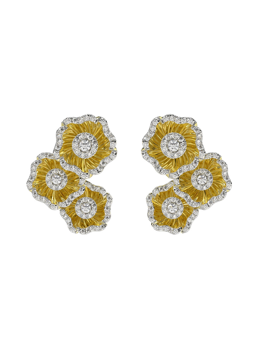 Halo Flower Yellow Gold Earrings | Marchesa