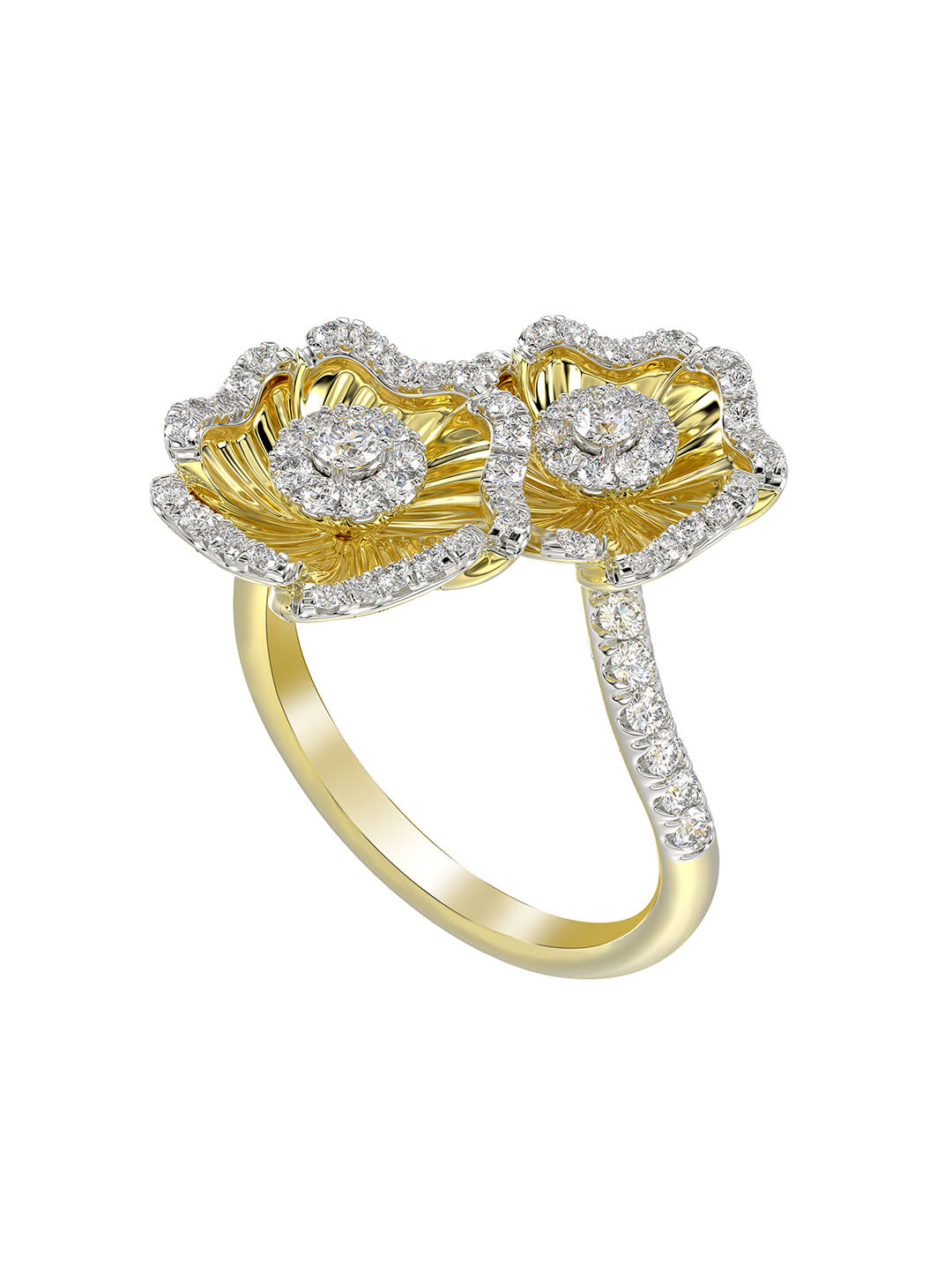 Halo Flower Yellow Gold Ring | Marchesa