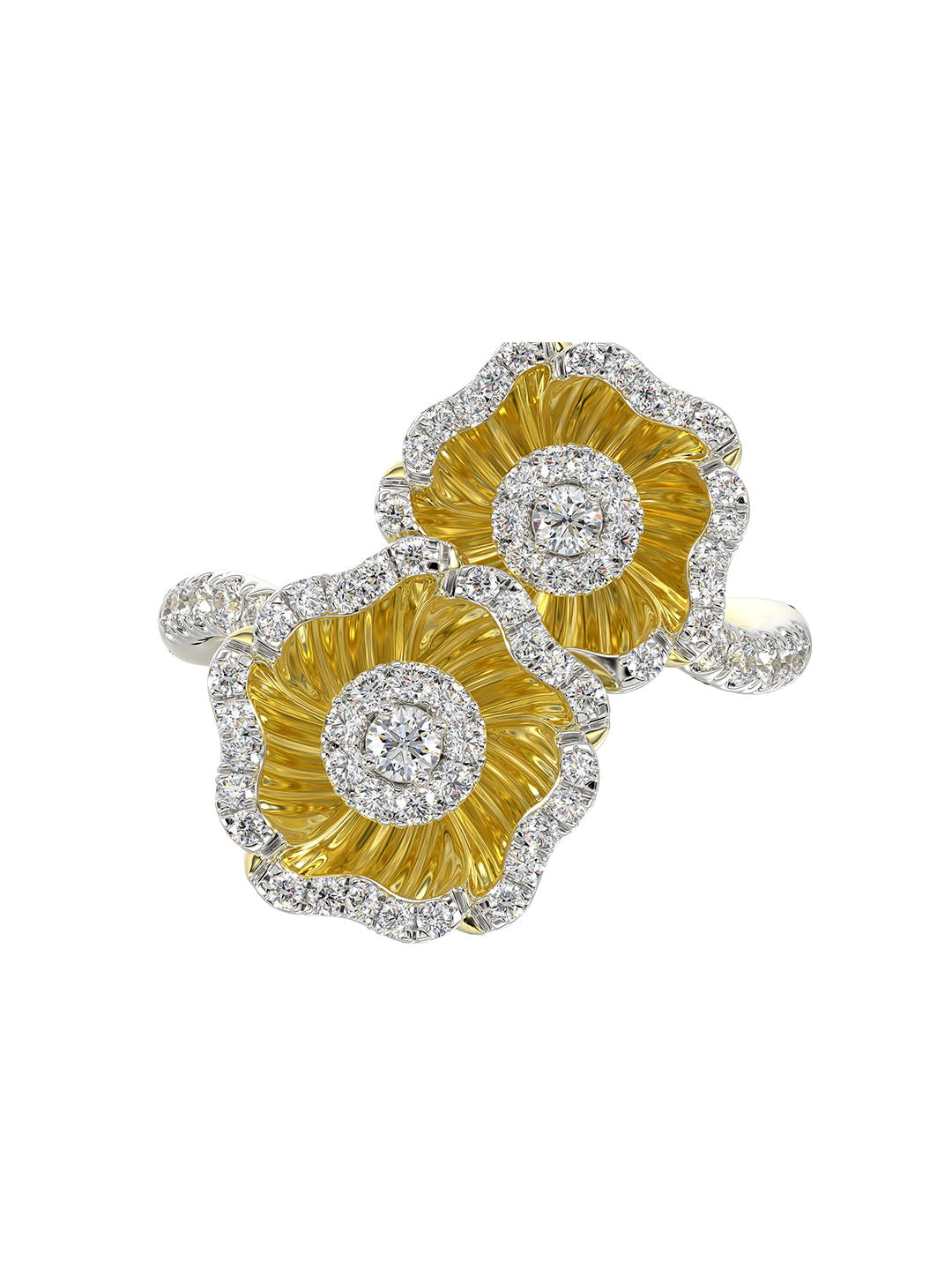 Halo Flower Yellow Gold Ring | Marchesa