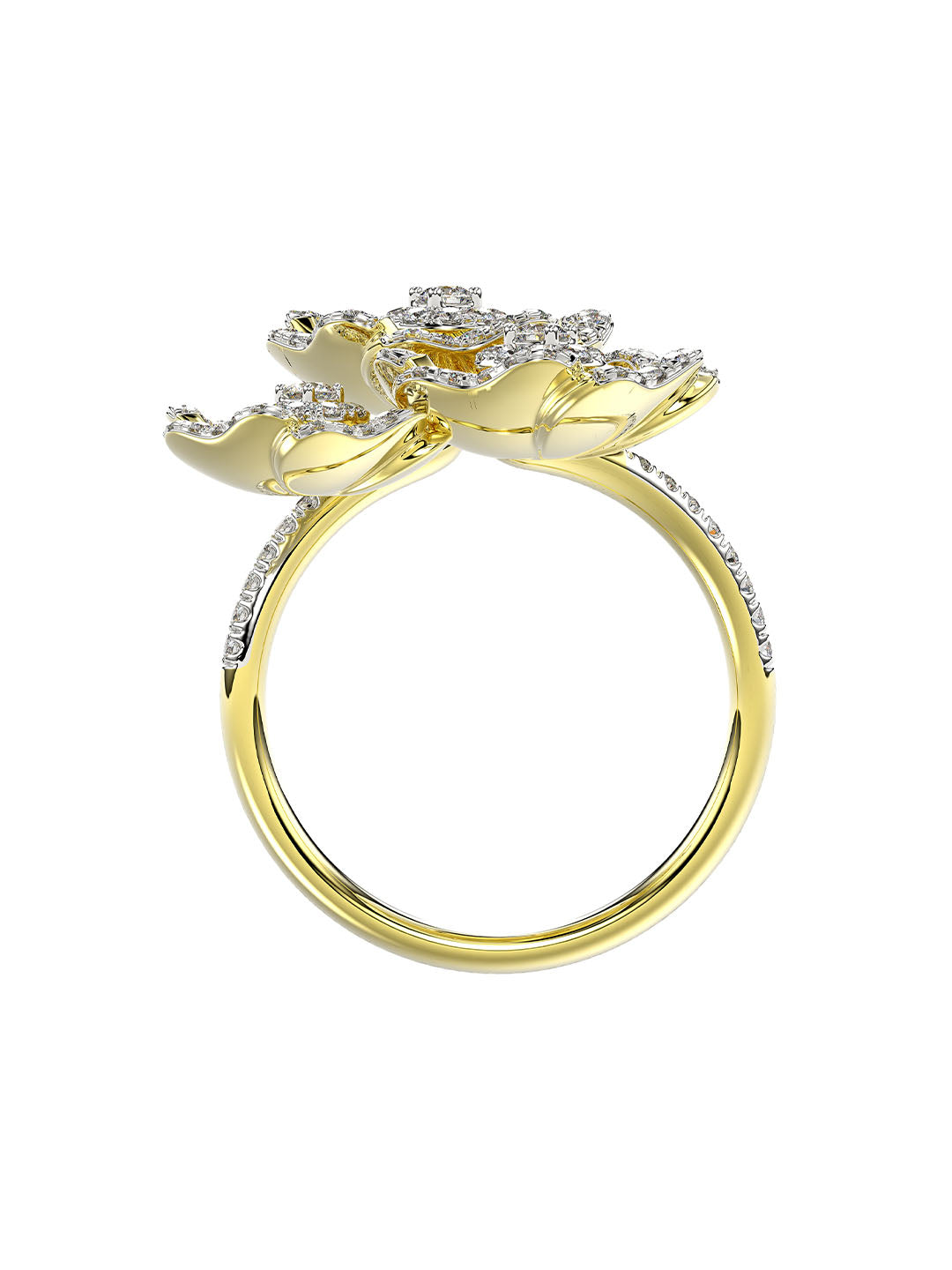 Halo Flower Yellow Gold Ring | Marchesa