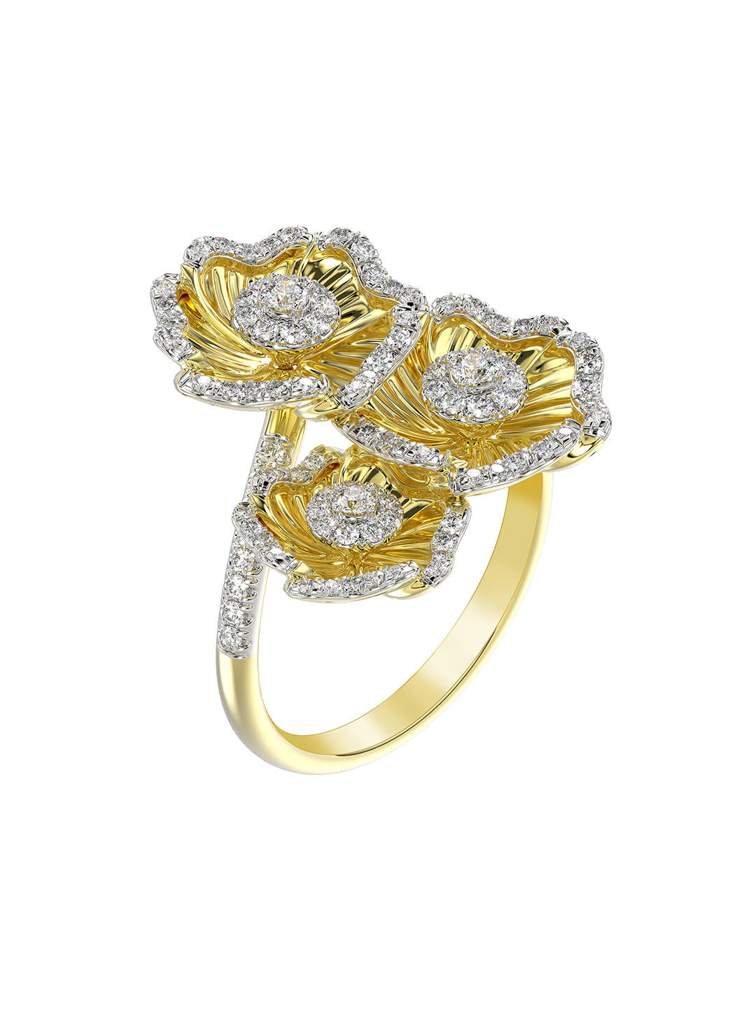 Halo Flower Yellow Gold Ring | Marchesa