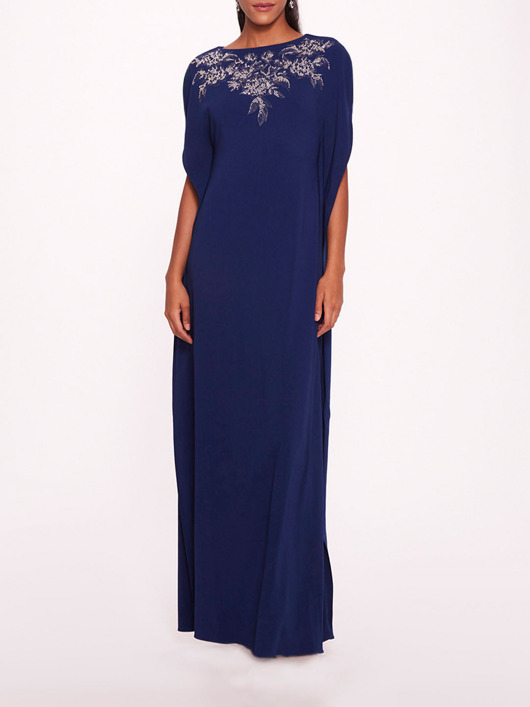 Embroidered Crepe Kaftan | Marchesa