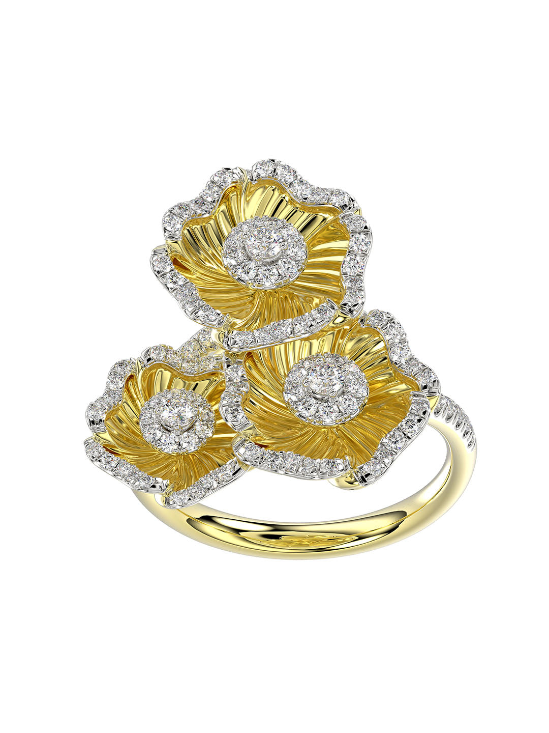 Halo Flower Yellow Gold Ring | Marchesa