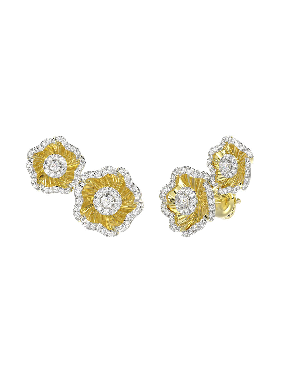 Halo Flower Yellow Gold Earrings | Marchesa