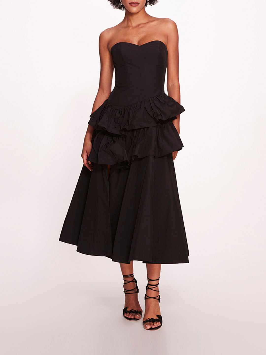 Taffeta Tiered Midi Dress | Marchesa