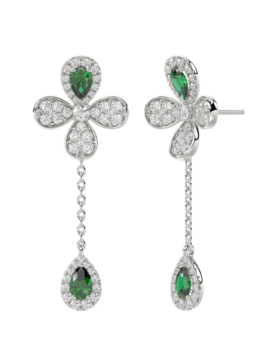 Floral White Gold Drop Earrings | Marchesa