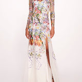 Ribbons Long Sleeve Gown | Marchesa