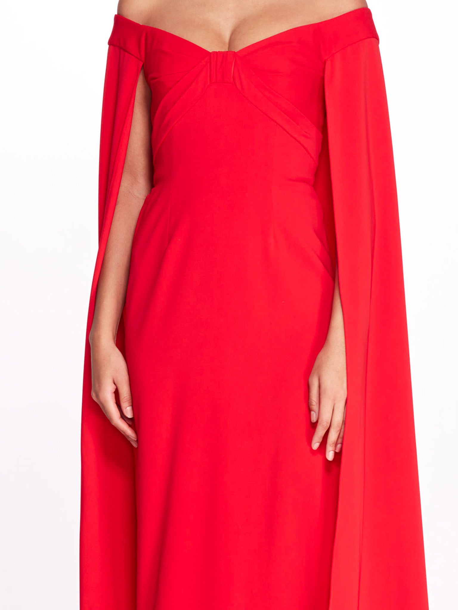 Off Shoulder Caped Column Gown | Marchesa