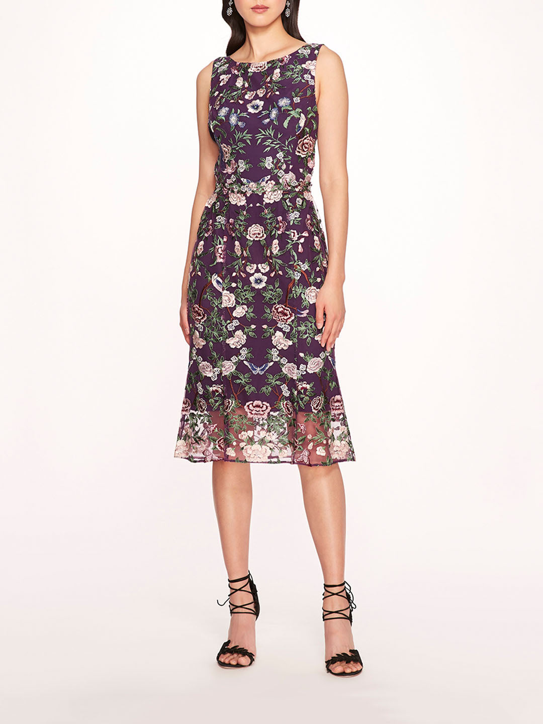 Botanical Embroidered Midi Dress | Marchesa