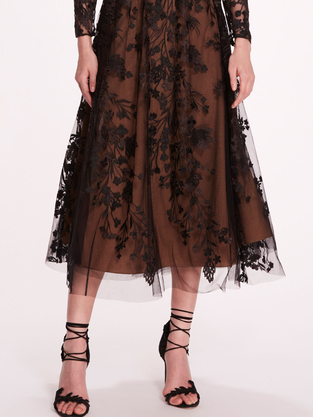 Long Sleeve Tulle Midi Dress | Marchesa