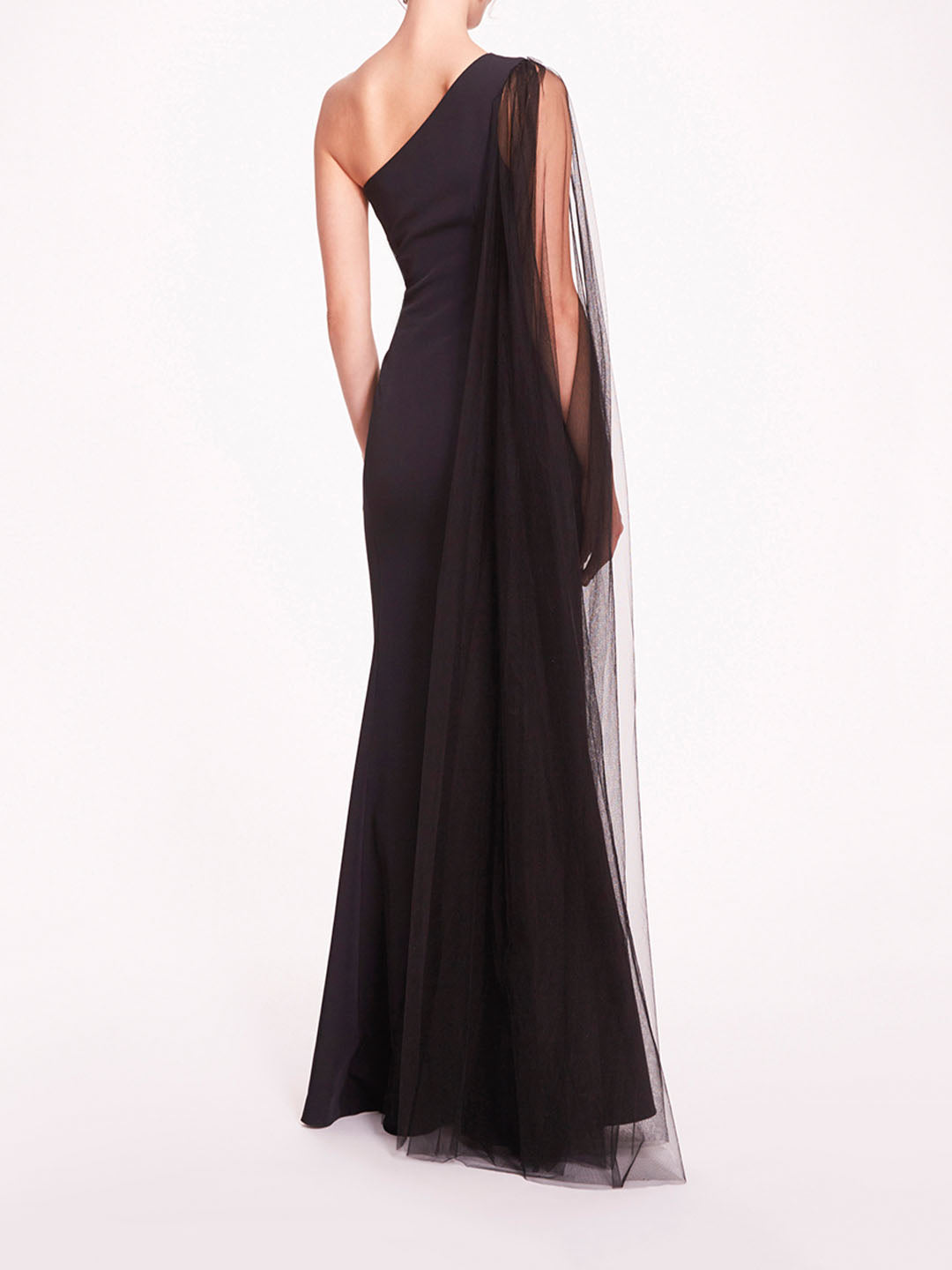 One Shoulder Cape Gown | Marchesa