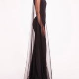 One Shoulder Cape Gown | Marchesa