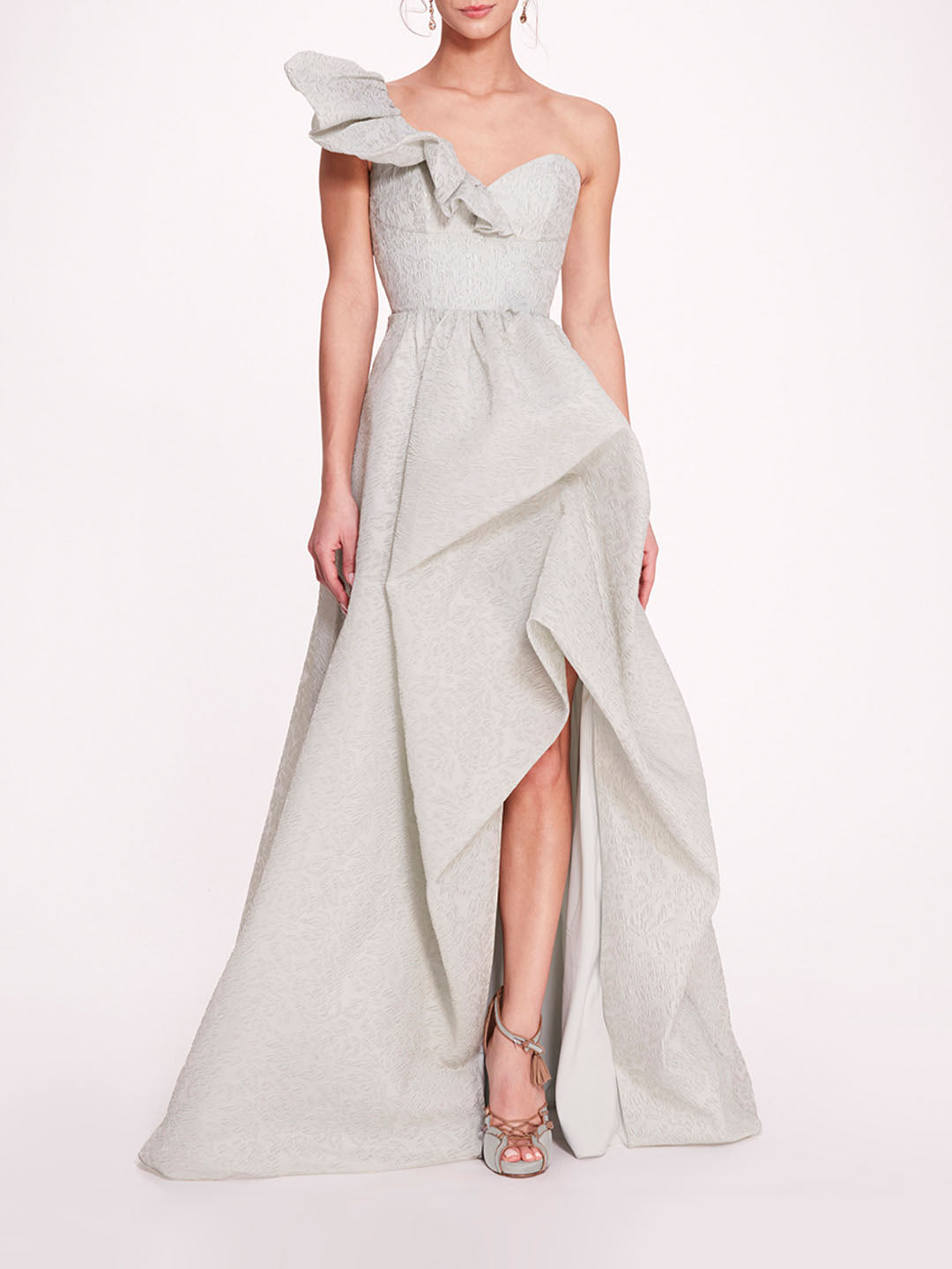 Cloque Draped Gown | Marchesa