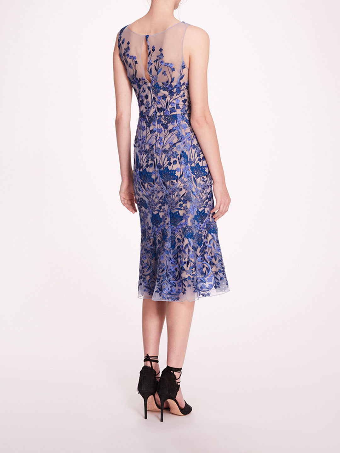 Embroidered Tulle Midi Dress | Marchesa