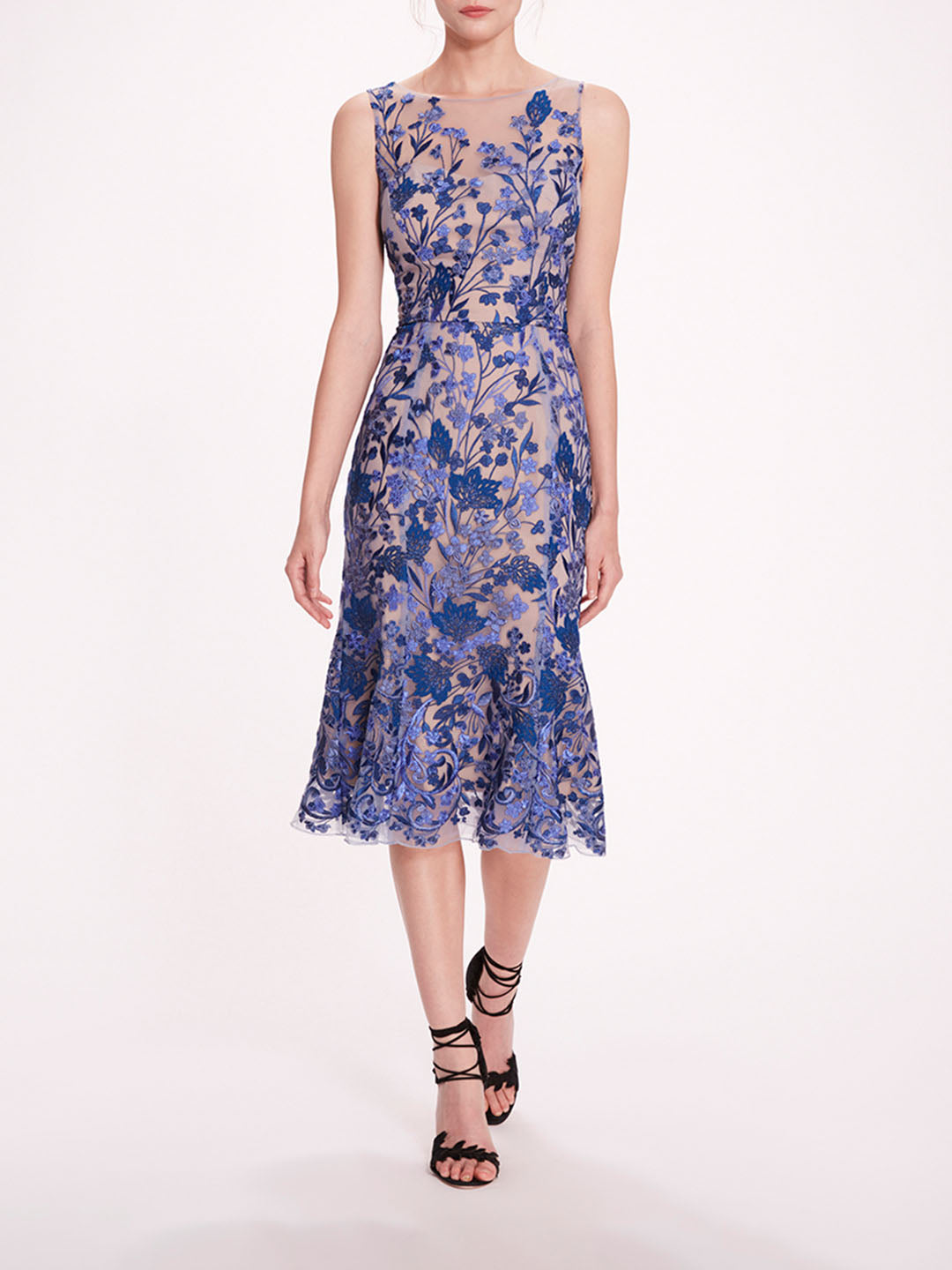 Embroidered Tulle Midi Dress | Marchesa