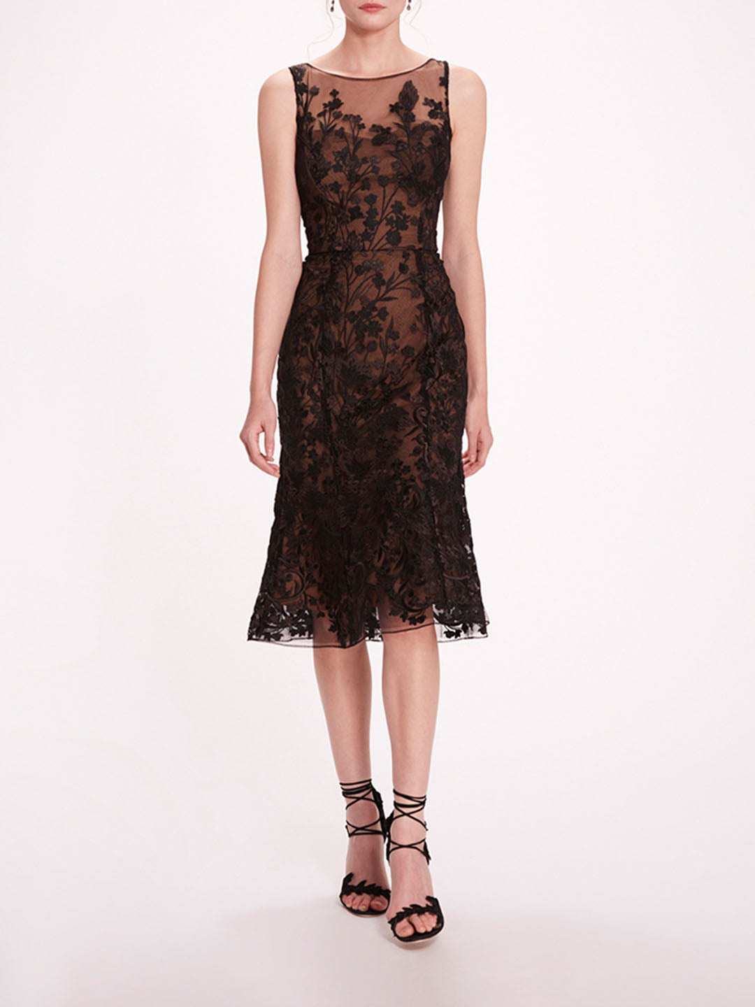 Embroidered Tulle Midi Dress | Marchesa