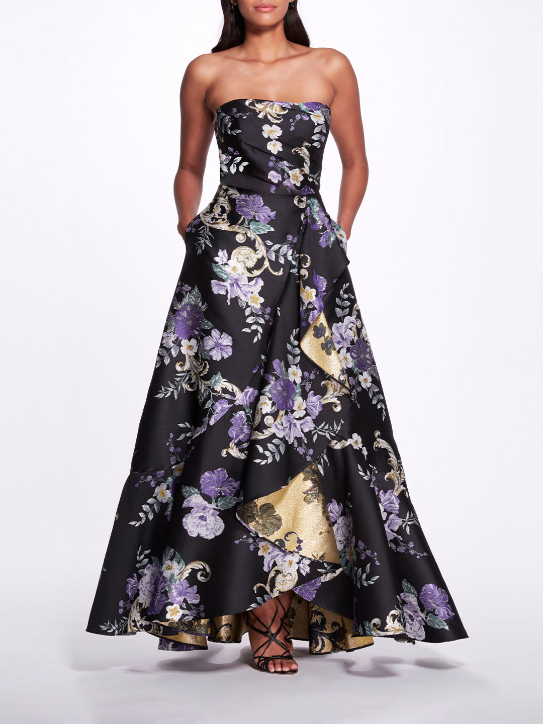 Sheer Cut Out Floral Gown | Marchesa