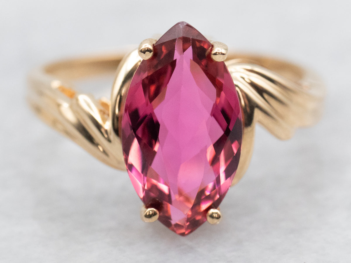 Marquise Cut Pink Tourmaline Bypass Ring