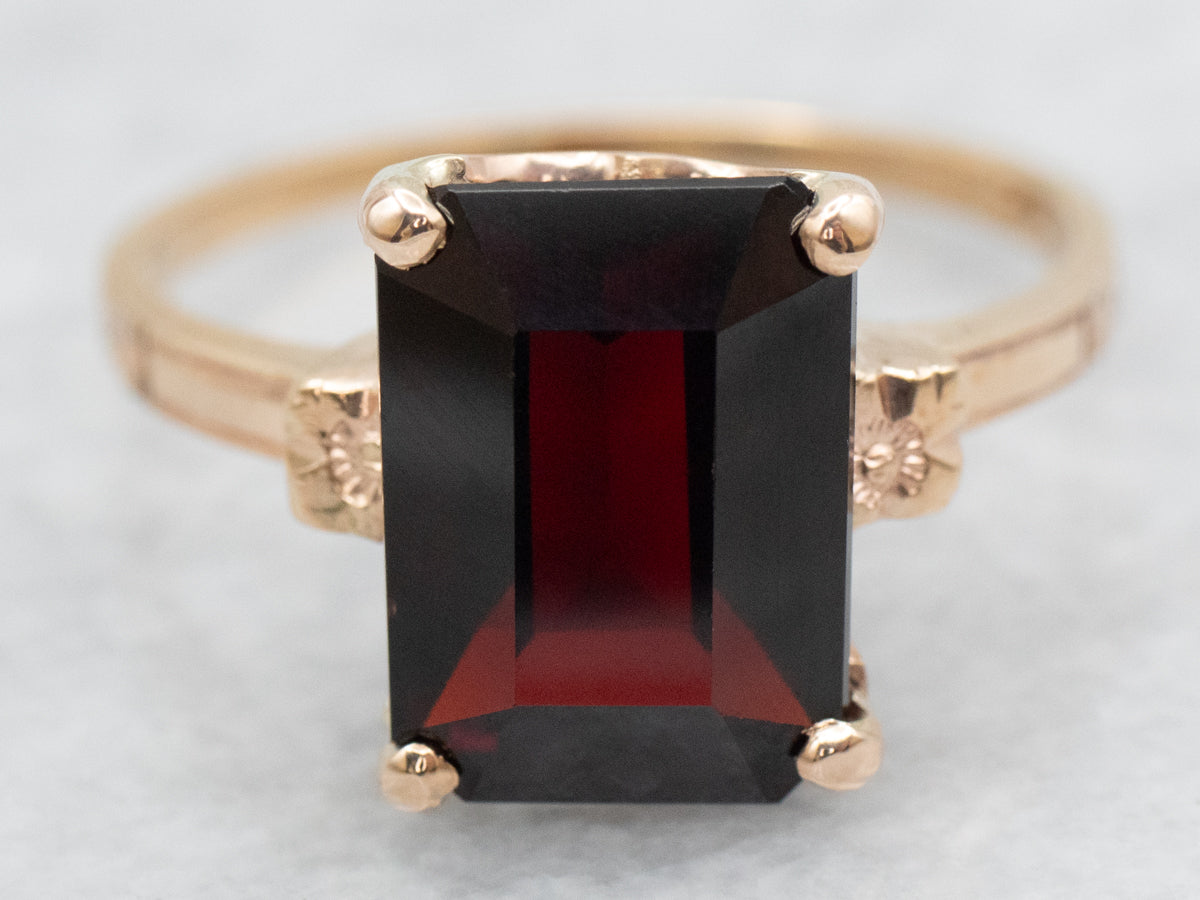 Mid-Century Garnet Solitaire Ring