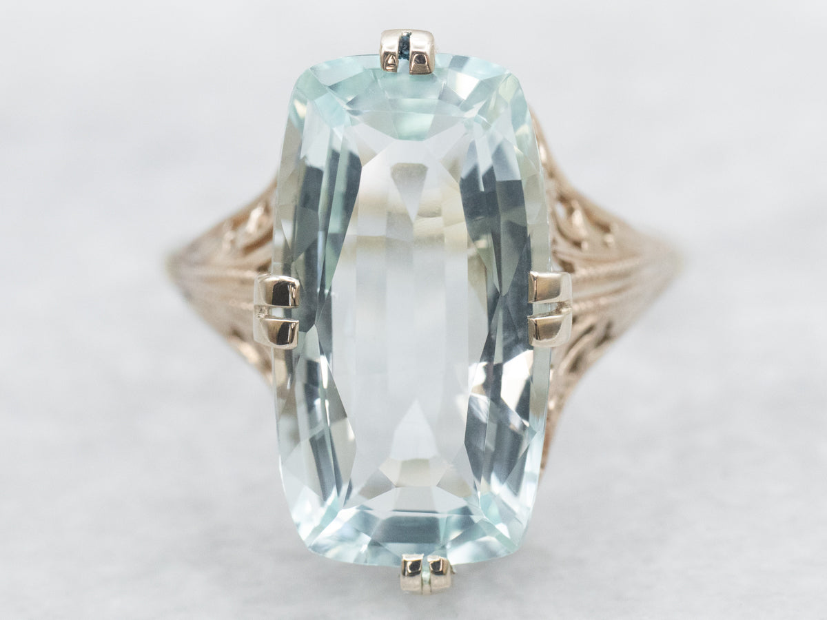 Art Deco Aquamarine Cocktail Ring