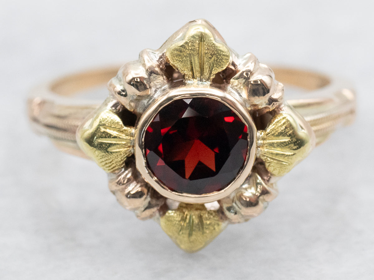 Antique Garnet Solitaire Ring