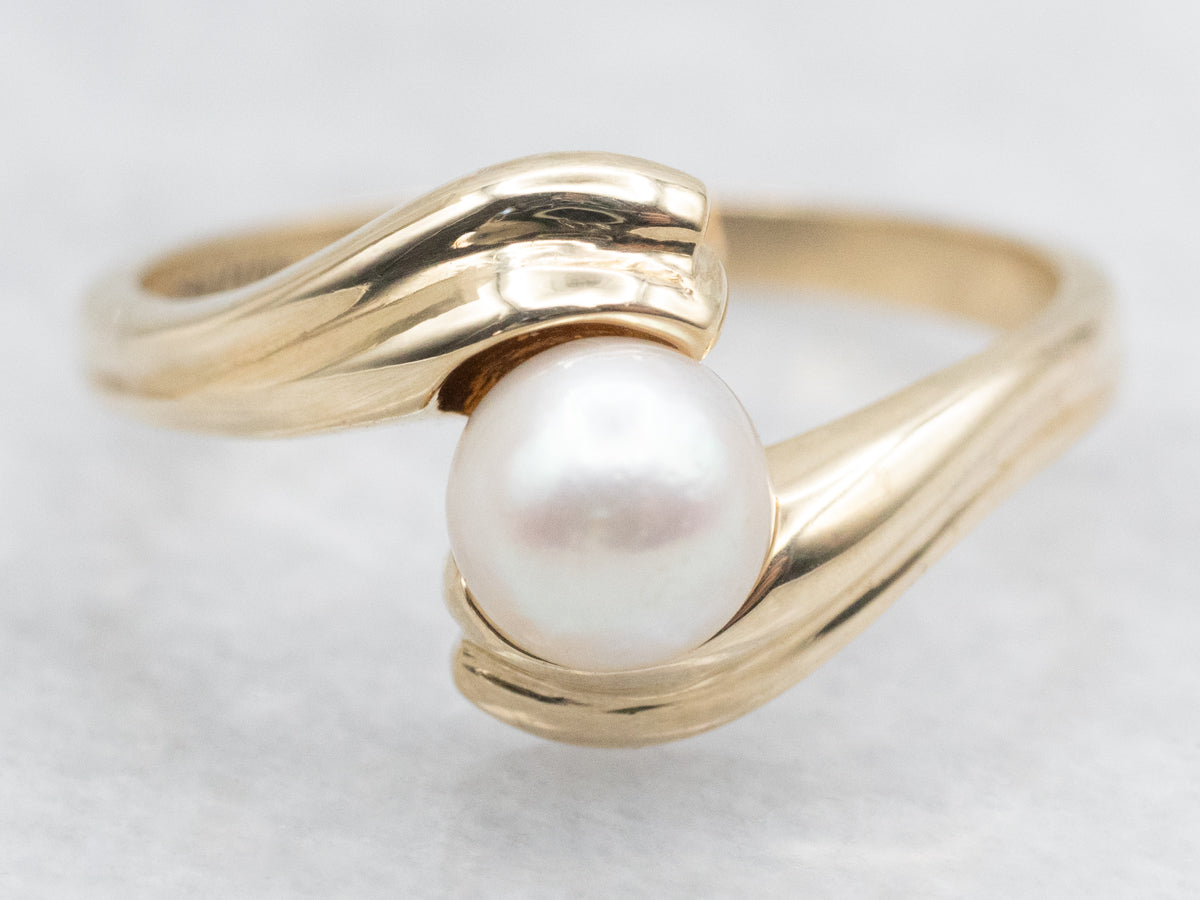 Pearl Solitaire Bypass Ring