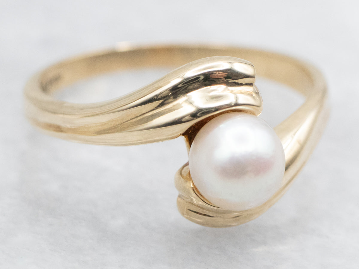 Pearl Solitaire Bypass Ring