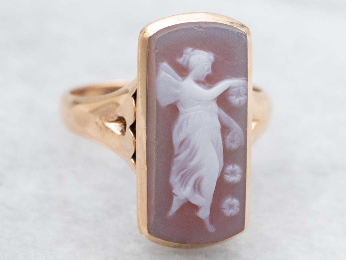 Roman Goddess Flora Vintage Cameo Ring