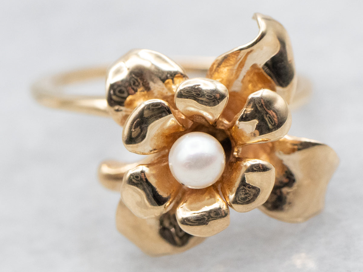 C. Krypel Handmade Pearl Flower Ring