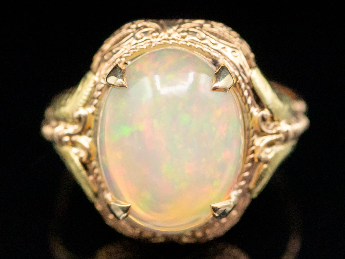 Ornate Art Nouveau Butterfly Opal Ring