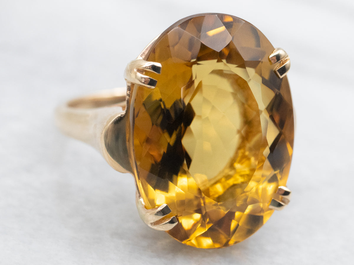 Citrine Cocktail Ring in Yellow Gold