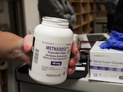 Jen Maillet oversees the dosing of the methadone for the clients at the Franklin County Jail. (Douglas Hook / MassLive)