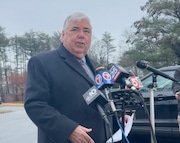 Norfolk County District Attorney Michael Morrissey provides information at a press conference on Friday, Dec. 29, about three domestic violence-related deaths in Dover.