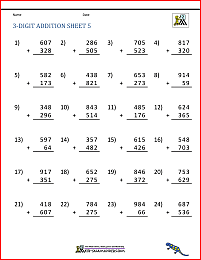 3 Digit Addition Worksheets