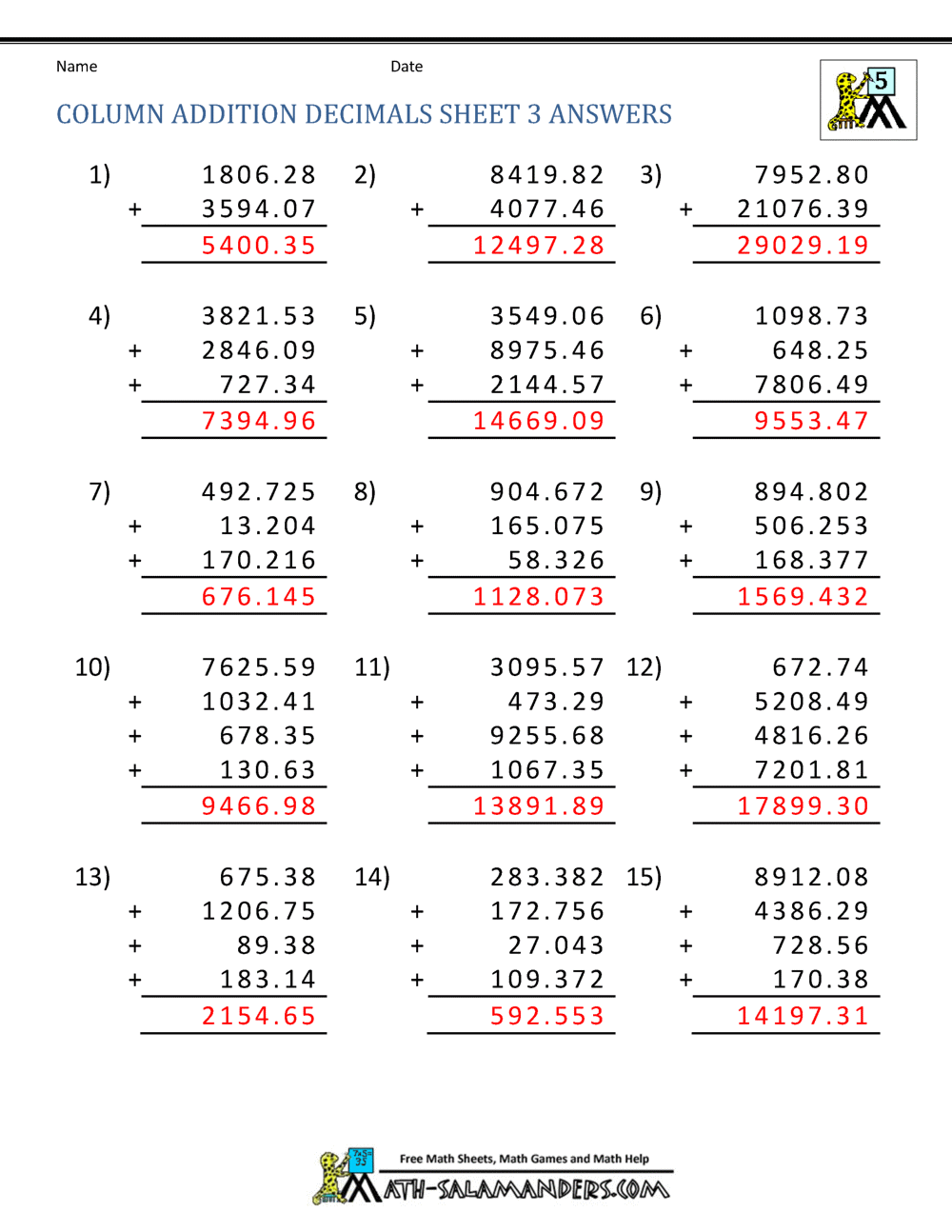 Download 5Th Grade Math Worksheets Decimals Pics - The Math