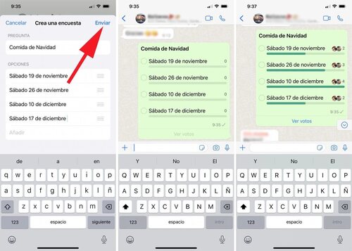 Interfaz de las encuestas en un iPhone