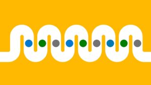 Yellow background with colored circles